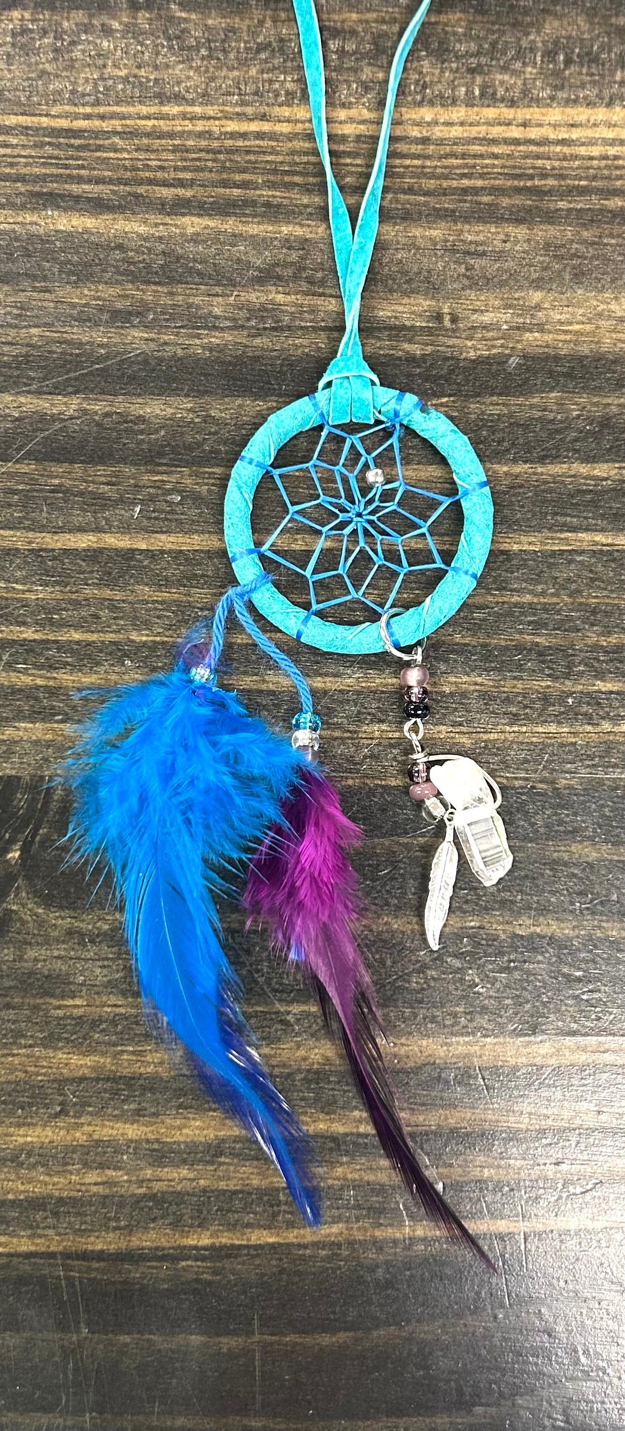 Dreamcatcher w/ Crystal 1.5” Turquoise - Lighten Up Shop