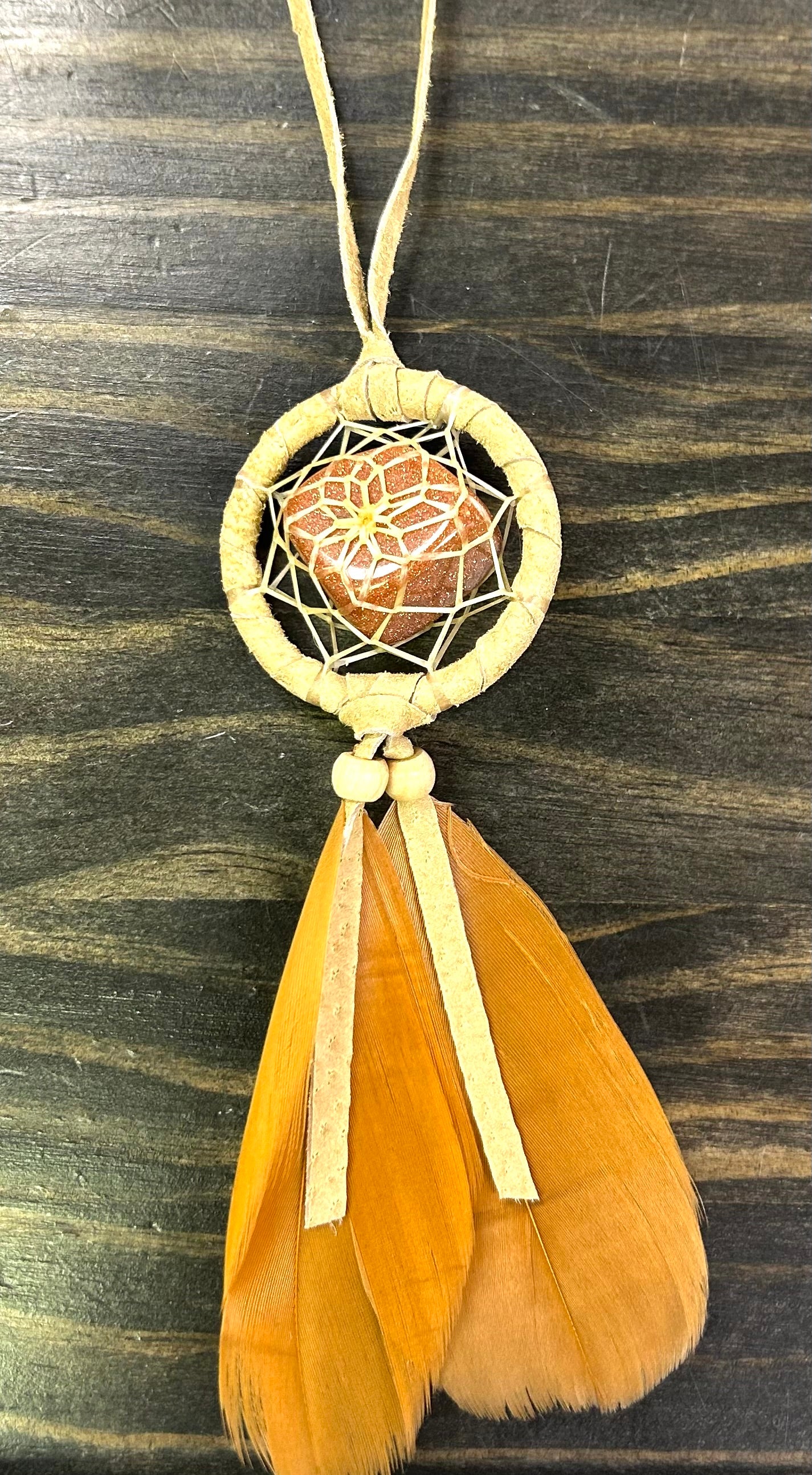 Dreamcatcher w/ Crystal 1.5” Tan - Lighten Up Shop
