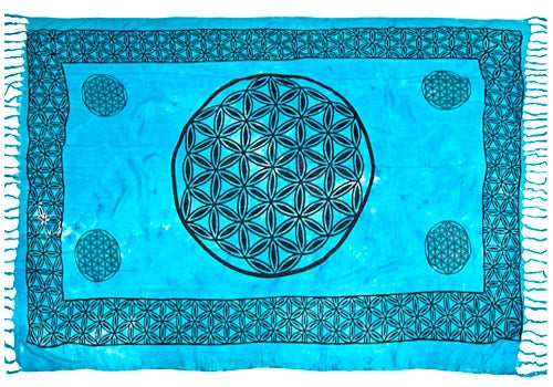 Turquoise Flower Of Life Altar Cloth 42” x 68”