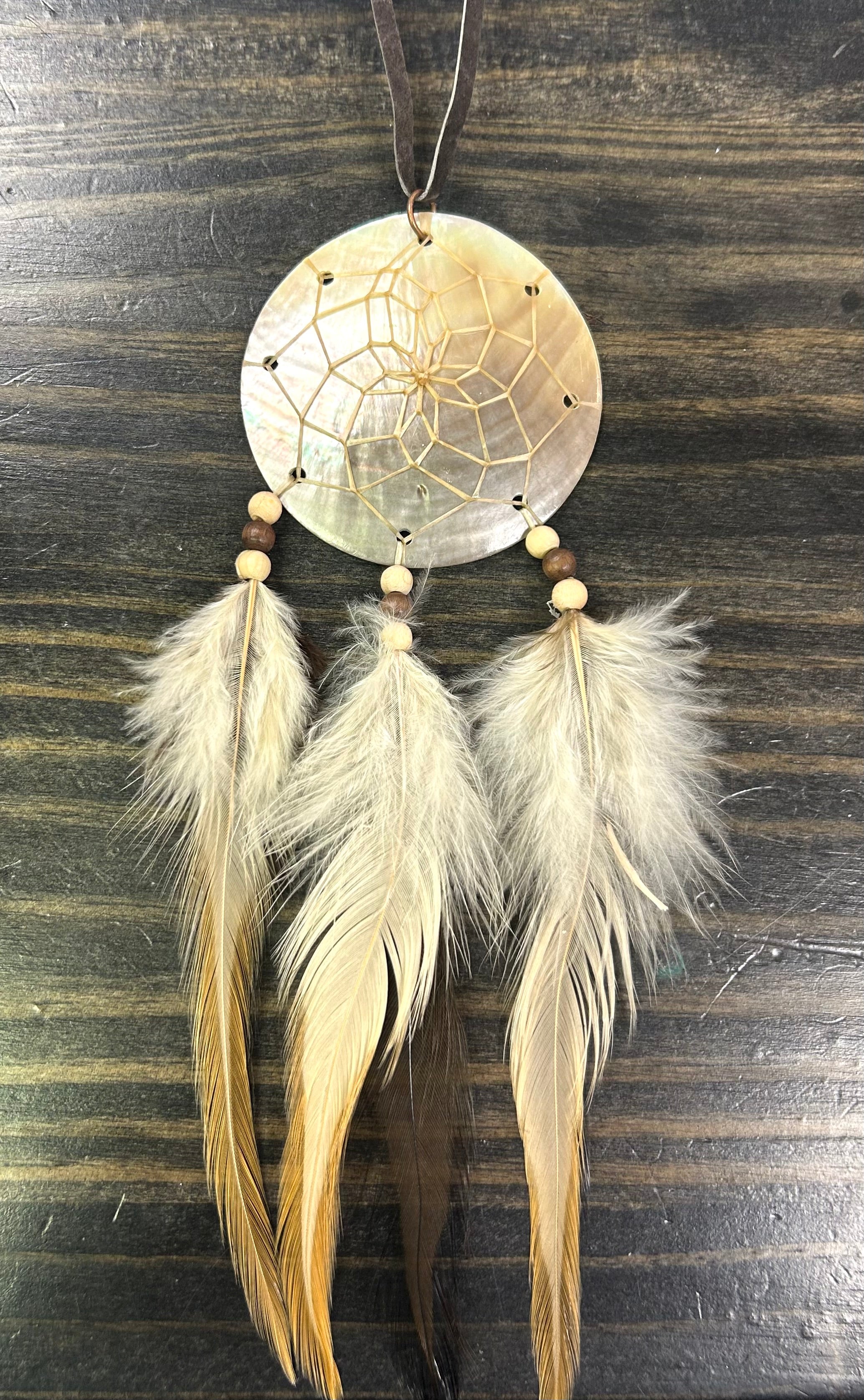 Black Lip Mother of Pearl Dreamcatcher 2.25” Brown - Lighten Up Shop