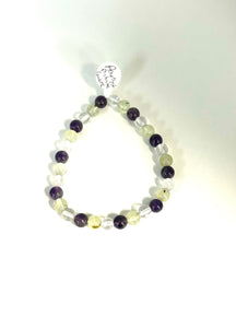 Amethyst, Prehnite, Quartz Bracelet