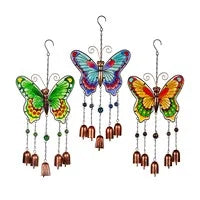 Glass Butterfly Wind Chime with Bells