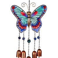 Glass Butterfly Wind Chime with Bells