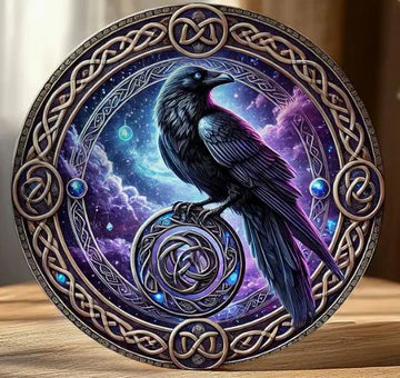 Mystical Raven Round Metal Sign - Lighten Up Shop