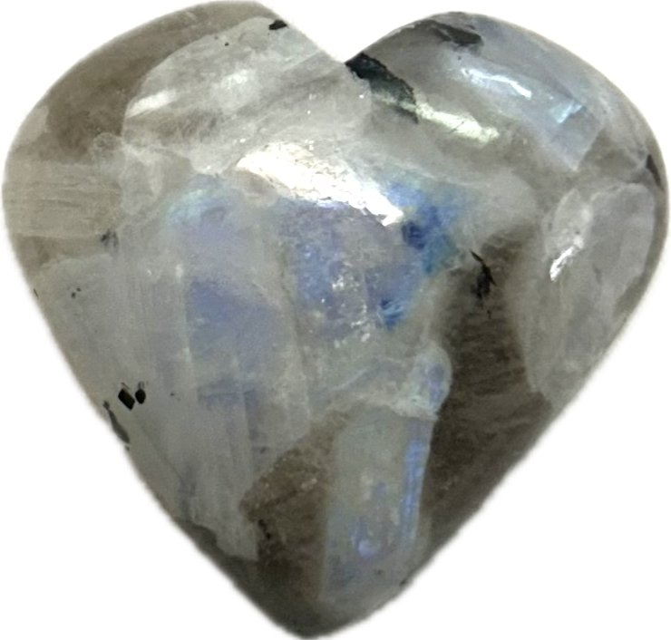 Rainbow Moonstone Heart 1.75” - Lighten Up Shop