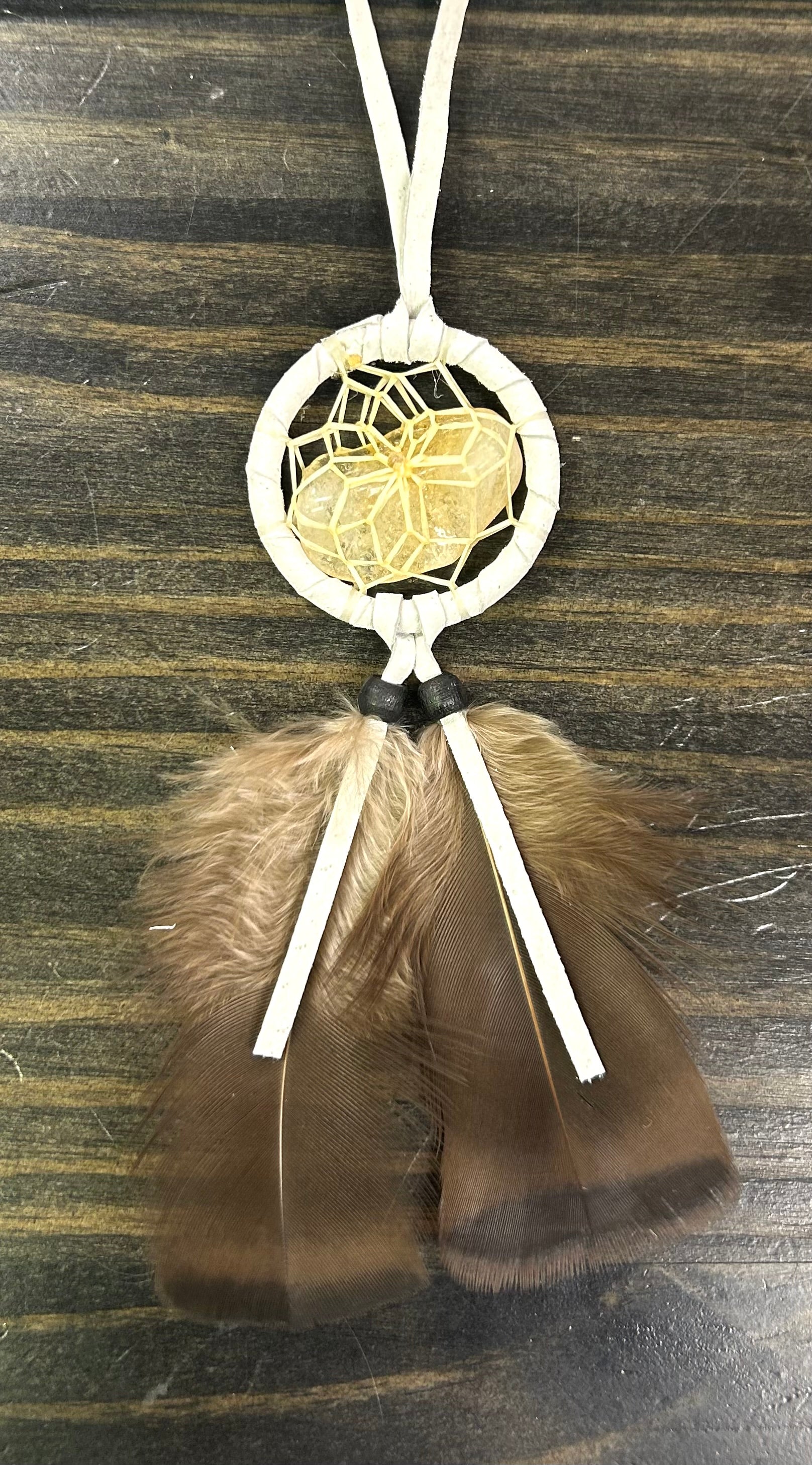 Dreamcatcher w/ Crystal 1.5” White - Lighten Up Shop