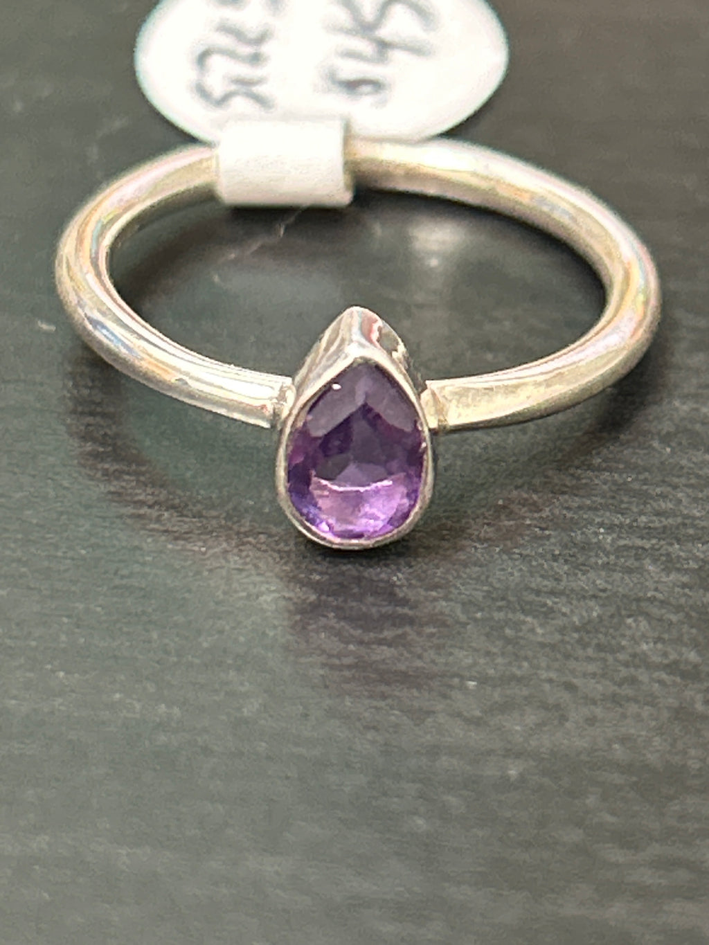Amethyst Tear Drop Ring - Size 5 ($45) - Lighten Up Shop