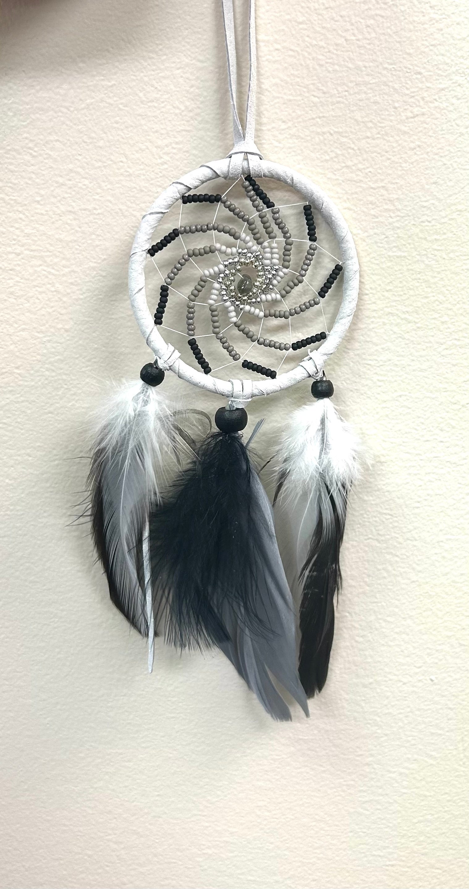 Beaded Dreamcatcher 2.5” Grey - Lighten Up Shop