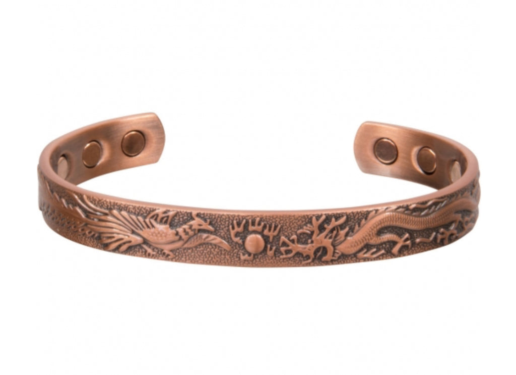 Magnetic Copper Bracelet Dragon/Phoenix - Lighten Up Shop