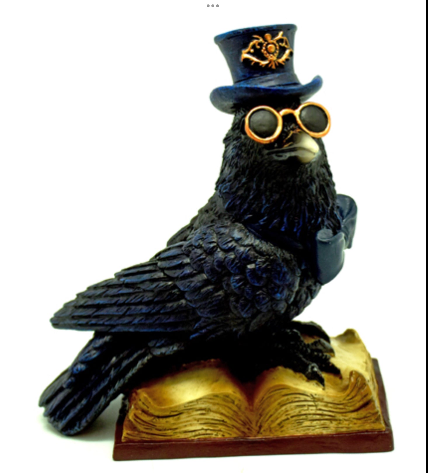 Crow On Book Statue 5”