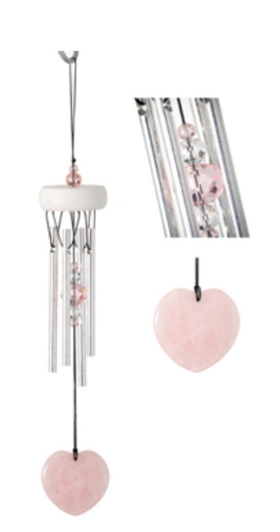 Rose Quartz Heart Windchime Small - Lighten Up Shop