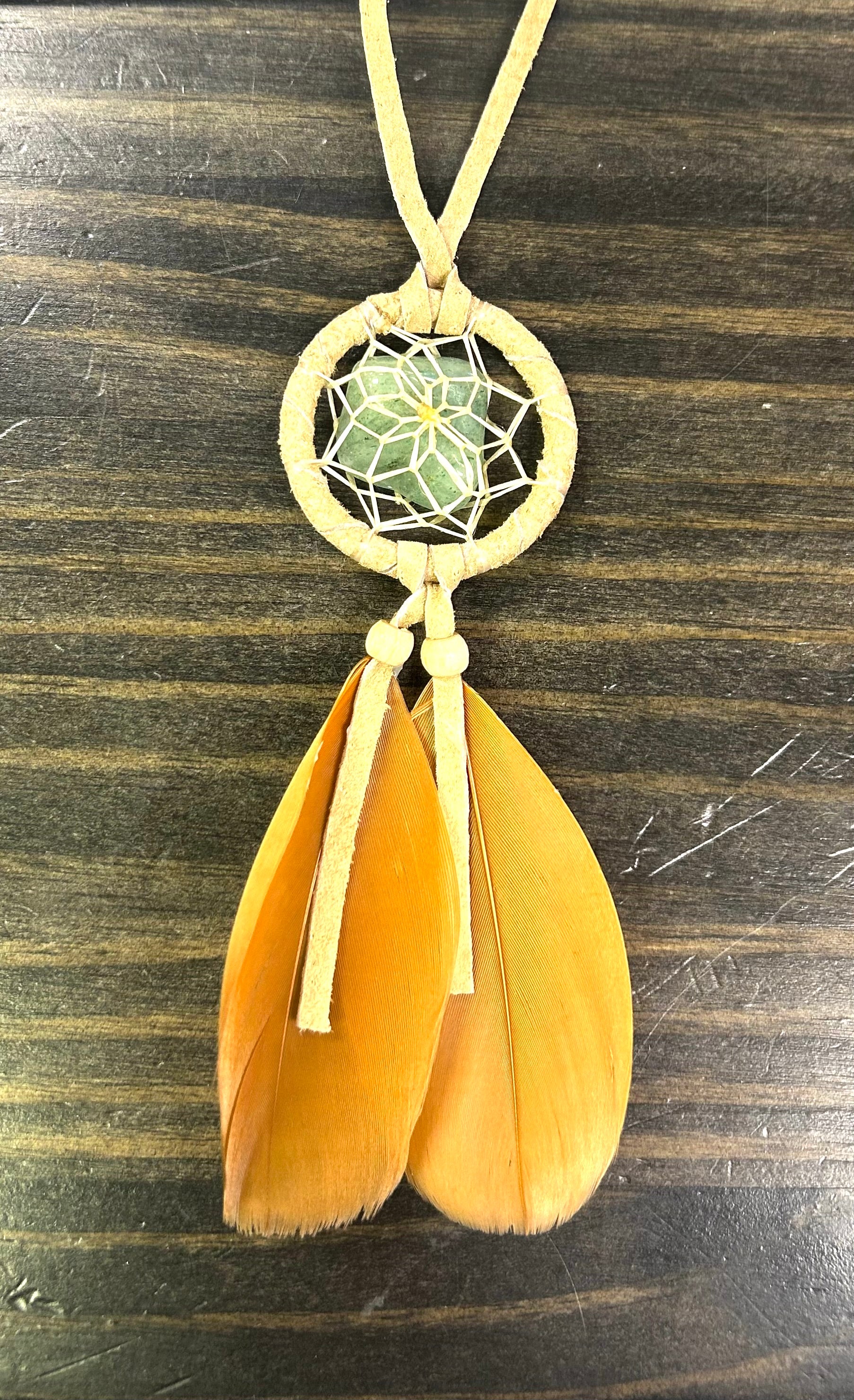 Dreamcatcher w/ Crystal 1.5” Tan - Lighten Up Shop