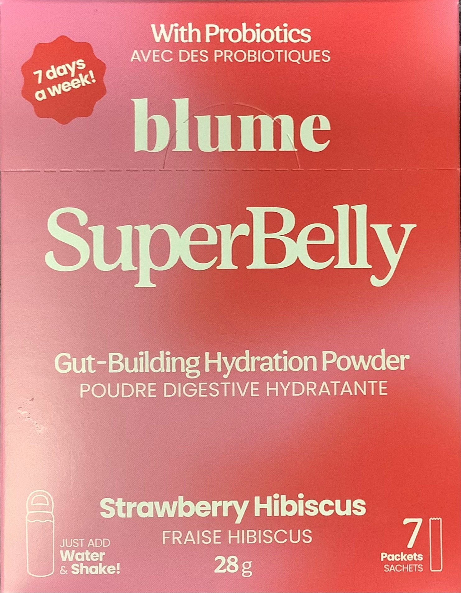 Blume SuperBelly Gut-Building Hydration Powder (7 Packets) - Strawberry Hibiscus - Lighten Up Shop