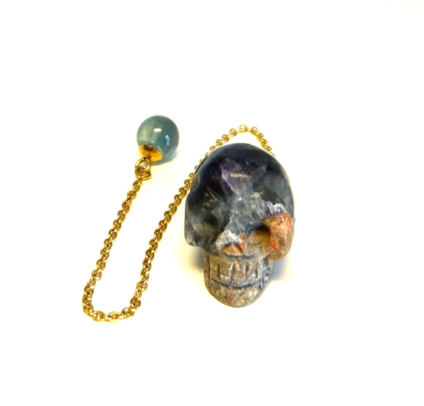 Rainbow Fluorite Skull Pendulum - Lighten Up Shop