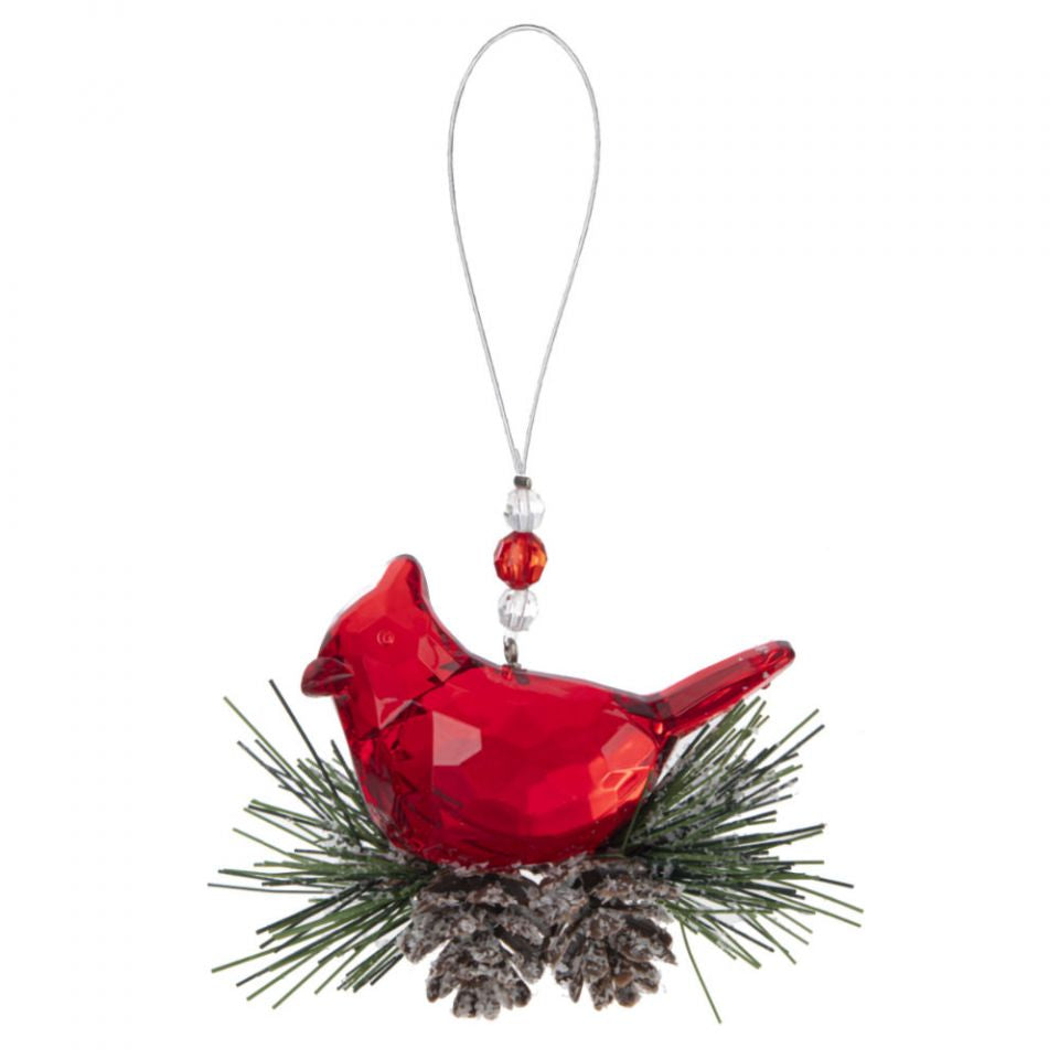 Cardinal Pine Cone Suncatcher Ornament - Lighten Up Shop