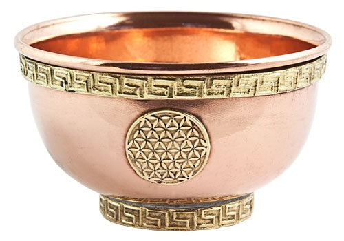 Flower Of Life Copper Offering Bowl