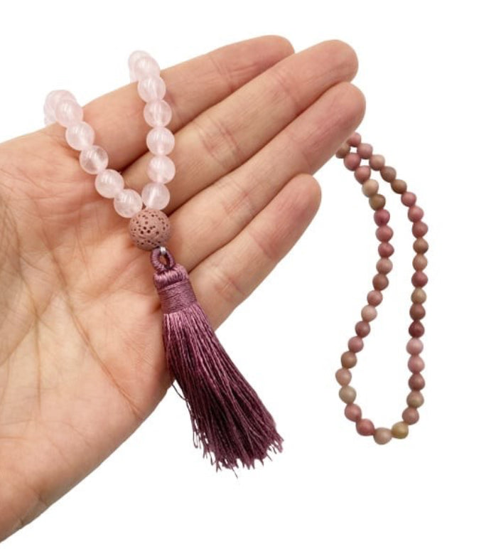 Rose Quartz and Rhodonite Mala - Lighten Up Shop