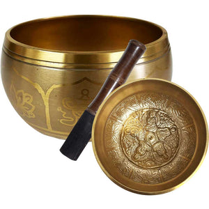 Gold Dhyani Buddhas Tibetan Singing Bowl 6.25”