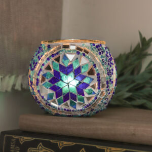 Turkish Mosaic Candle Holder - Blue Water