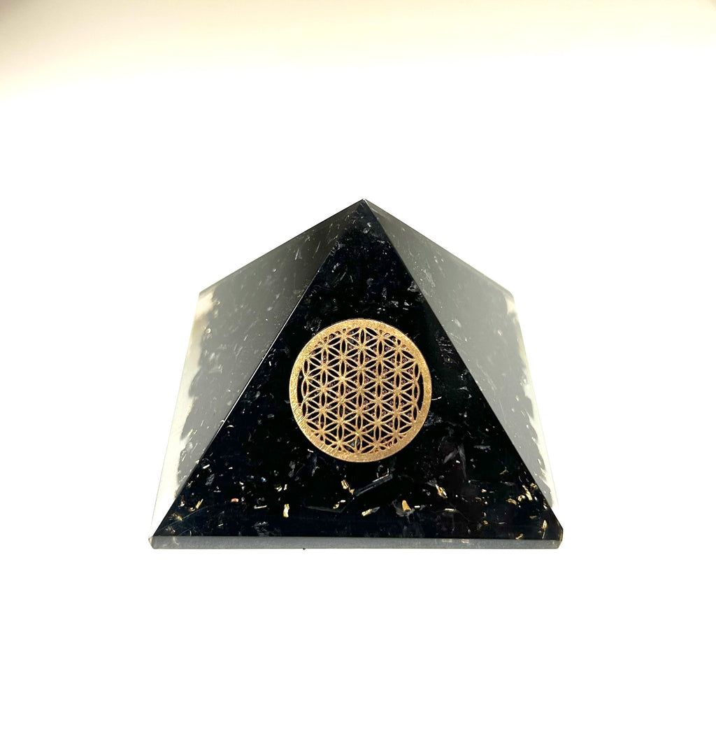 Tourmaline Flower Of Life Orgone Generator Pyramid - Lighten Up Shop