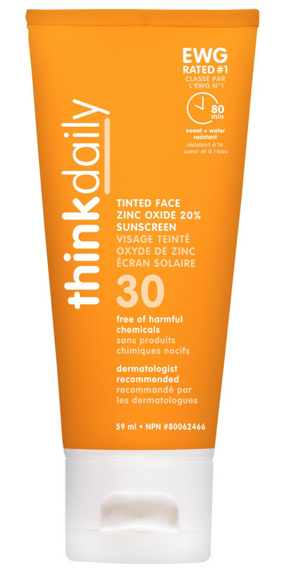 ThinkDaily Tinted Face Zinc Oxide 20% Sunscreen - 59ml - Lighten Up Shop