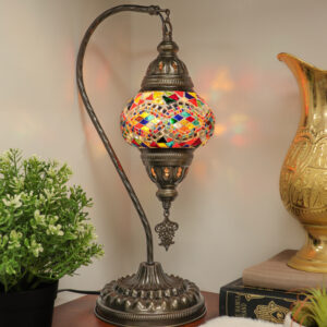 Turkish Swan Neck Mosaic Table Lamp Multi Colour