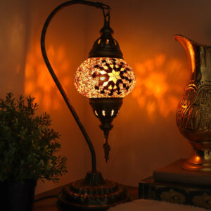 Turkish Swan Neck Mosaic Table Lamp Gold